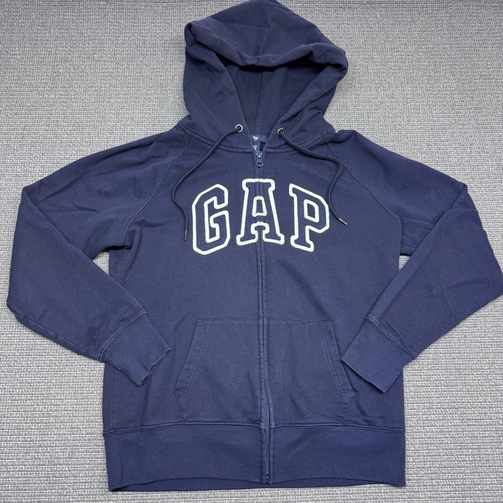 Gap Navy Blue Full Zip Arch Logo Hoodie Sweatshirt Mens Medium 9530